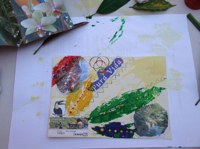 Postcard in process of completion by a workshop participant